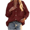 thumbnail image 1 of LYXSSBYX Women Long Sleeve Shacket Jacket Hot Sale Clearance Pockets Buttons Long Sleeve Tops Outwear Solid Color Turn-down Collar Jacket Coat, 1 of 5