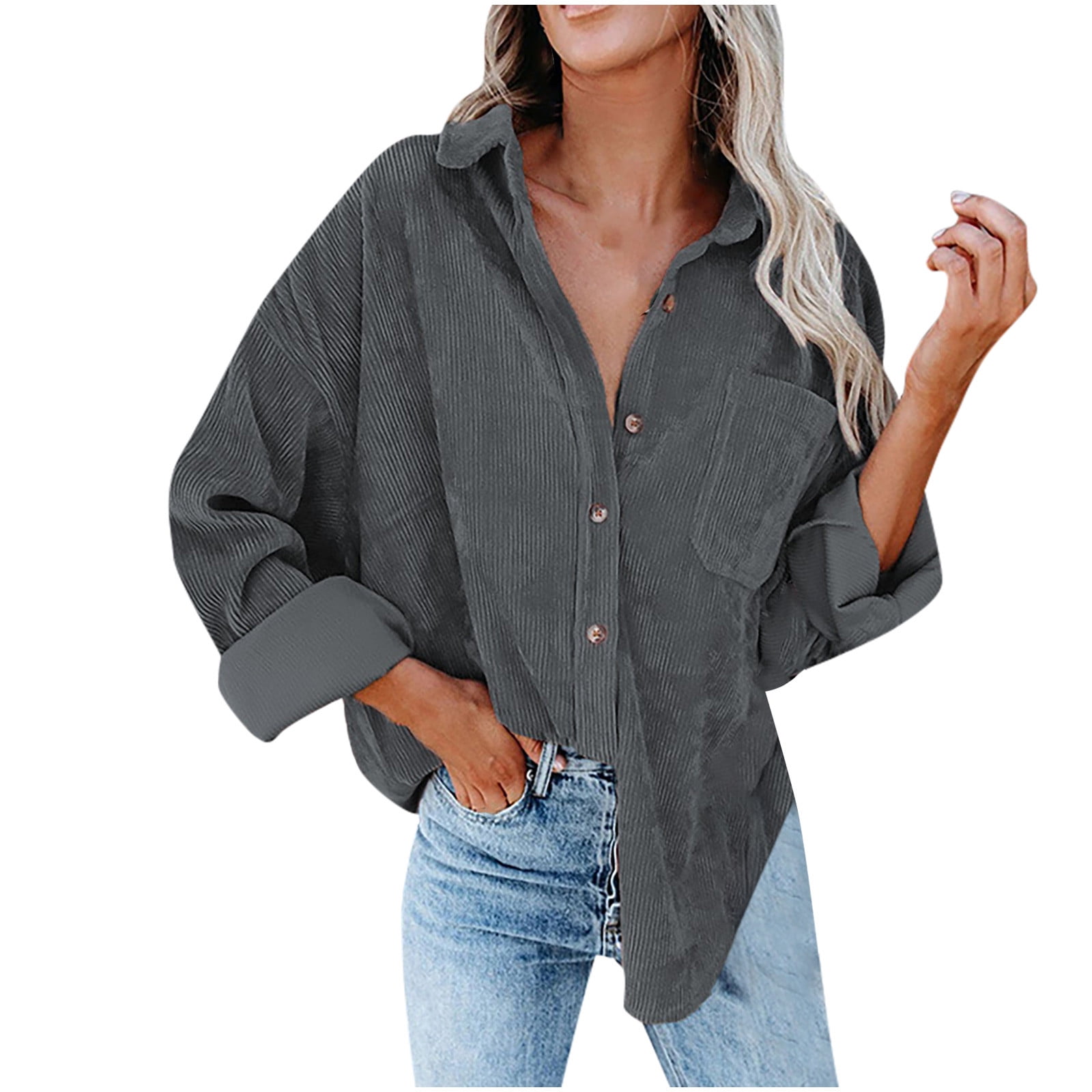 LYXSSBYX Women Long Sleeve Shacket Jacket Hot Sale Clearance Pockets ...