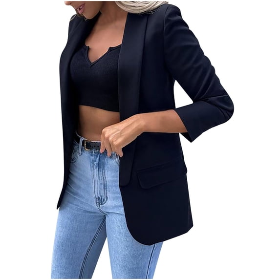 LYXSSBYX Women Long Sleeve Shacket Jacket Hot Sale Clearance Solid Ladies Suit Turn Down Collar Cardigan Casual Suit Coat