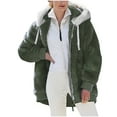 thumbnail image 1 of LYXSSBYX Women Long Sleeve Shacket Jacket Hot Sale Clearance Women Plus Size Winter Warm Loose Plush Zip Hooded Jacket Coat, 1 of 5