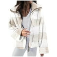 thumbnail image 1 of LYXSSBYX Women Long Sleeve Shacket Jacket Hot Sale Clearance Women's 2022 Fall/Winter Double Sided Plush Plaid Jacket Large Size, 1 of 5