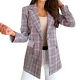 thumbnail image 1 of LYXSSBYX Women Long Sleeve Shacket Jacket Hot Sale Clearance Women's Autumn And Winter Fashion Street Casual Long Sleeve Plaid Suit Coat, 1 of 6