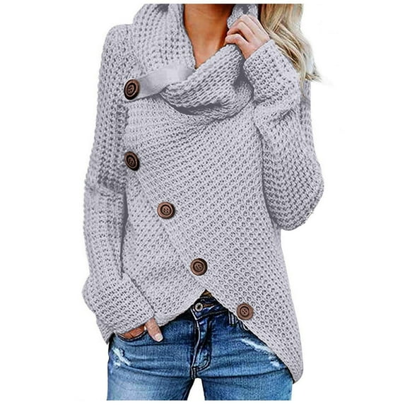 LYXSSBYX Women Long Sleeve Tops Hot Sale Clearance Women Button Long Sleeve Knitting Sweatshirt Pullover Tops Blouse Solid Shirt