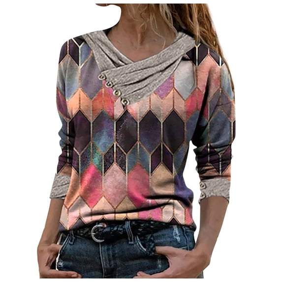 LYXSSBYX Women Long Sleeve Tops Hot Sale Clearance Women Tie-dye Printed Embroidery Collar Long Sleeve Pullover Blouse Tops