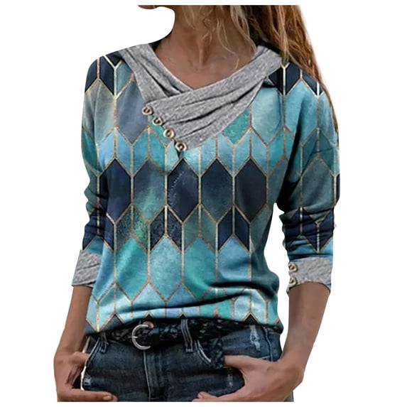 LYXSSBYX Women Long Sleeve Tops Hot Sale Clearance Women Tie-dye Printed Embroidery Collar Long Sleeve Pullover Blouse Tops