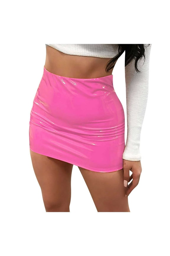 Women PU A-line Skirt Hot Sale Clearance Fashion Woman Causal Skirt Sexy Ultrashort Skirt Solid Hip Skirt A-line Party Skirt