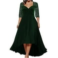 thumbnail image 1 of LYXSSBYX Women Plus Size Fashion Women Casual Large Size Solid Quarter Sleeve V Neck Evening Dresses, 1 of 6