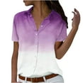 thumbnail image 1 of LYXSSBYX Women Short Sleeve Plus Size Tunics Women Short Sleeve V-Neck Lapel Print Blouses Summer Casual Tops, 1 of 5