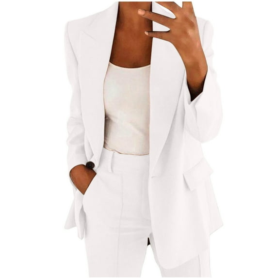 LYXSSBYX Women Solid Long Sleeve Tops Cardigan Coat Pockets Long Pants Suit