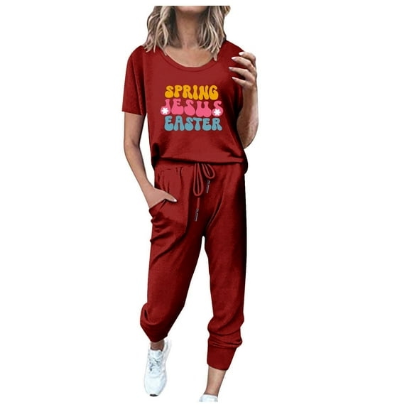 LYXSSBYX Womens 2 Piece Outfits for Summer Short Sleeves Fashion Women Summer Printing Button Casual Short SLeeve Top+ Pant Set