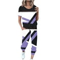 thumbnail image 1 of LYXSSBYX Womens 2 Piece Outfits for Summer Short Sleeves Fashion Women Summer Printing Button Casual Short SLeeve Top+ Pant Set, 1 of 3