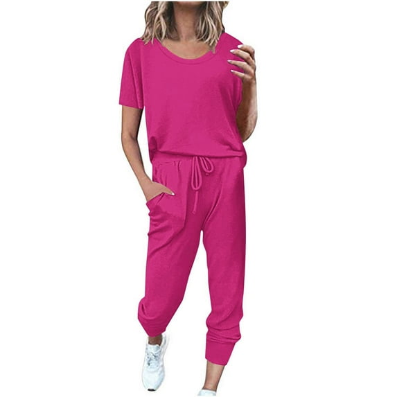 LYXSSBYX Womens 2 Piece Outfits for Summer Short Sleeves Fashion Women Summer Solid Button Casual Short SLeeve Top+ Pant Set