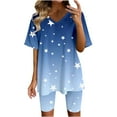thumbnail image 1 of LYXSSBYX Womens 2 Piece Shorts Outfit Women Fashion V-Neck Blouse Short Sleeve Tops Shorts Casual Suit Sets, 1 of 7