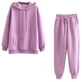 thumbnail image 1 of LYXSSBYX Womens 2 Piece Sweat Suit Clearance Women's Fashion Color Sets Hood Wear Lounge Wear Suit Sport Set Tops+Pants, 1 of 2