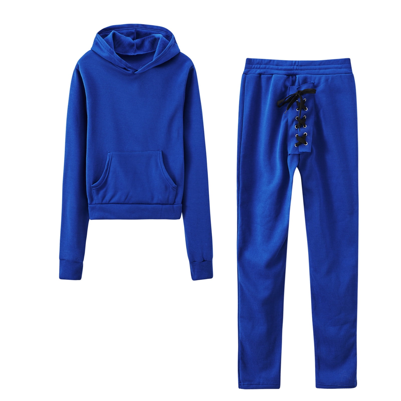 Fashion Solid Color Casual Hooded Sweatshirt Two-piece Suit