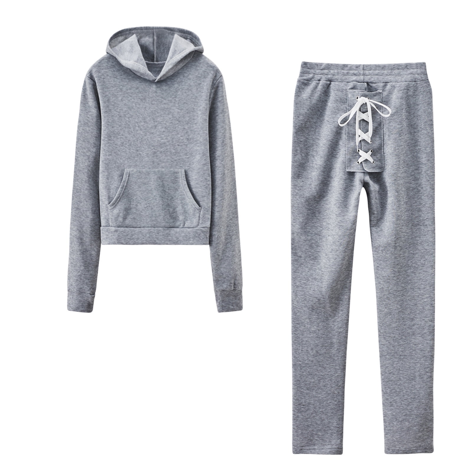 LYXSSBYX Womens 2 Piece Sweat Suits Sets Women Solid Color Hooded