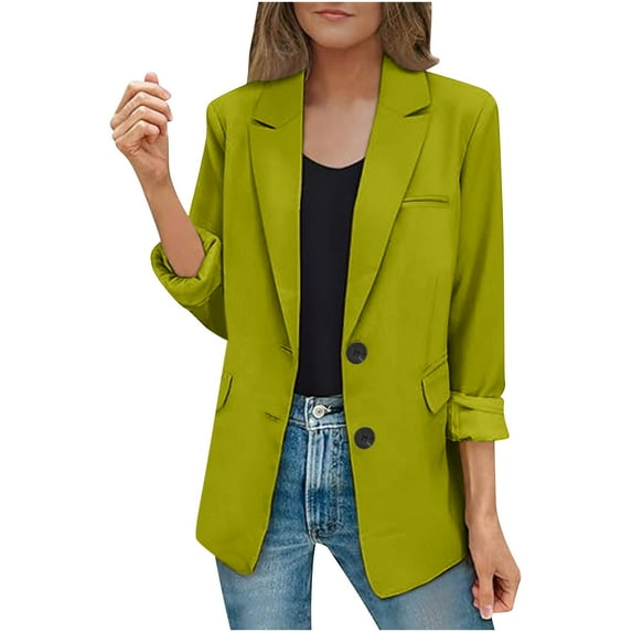 LYXSSBYX Womens 2024 Fall Casual Blazers Long Sleeve Womens Bussiness Casual Blazers Open Front Long Sleeve Work Office Blazer Jacket with Shoulder Pads Fall Fashion 2024