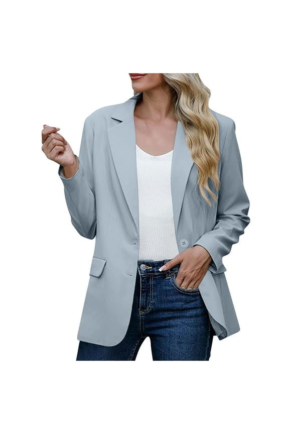 Womens 2024 Fall Casual Blazers Long Sleeve Womens Bussiness Casual Blazers Open Front Long Sleeve Work Office Blazer Jacket with Shoulder Pads Fall Fashion 2024