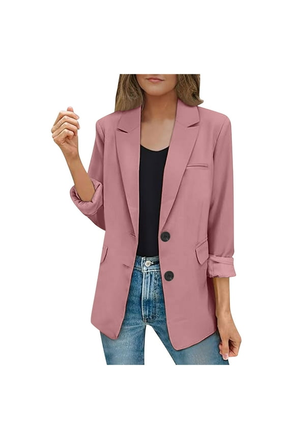 Womens 2024 Fall Casual Blazers Long Sleeve Womens Bussiness Casual Blazers Open Front Long Sleeve Work Office Blazer Jacket with Shoulder Pads Fall Fashion 2024