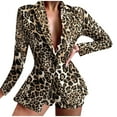 thumbnail image 1 of LYXSSBYX Womens Blazer Jacket with Shorts Two-Piece Women's Printed Turndown Collar Shorts and Long Sleeve Tops Set Suits, 1 of 7