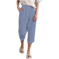 thumbnail image 1 of LYXSSBYX Womens Capris with Pockets Women Casual Solid High Waist Loose Pocket Straight Buttons Long Pants, 1 of 8