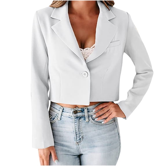 LYXSSBYX Womens Coats and Jackets Clearance Women Business Attire Lapel Solid Color Slim Fit Short Long Sleeve Cardigan Coat Tops
