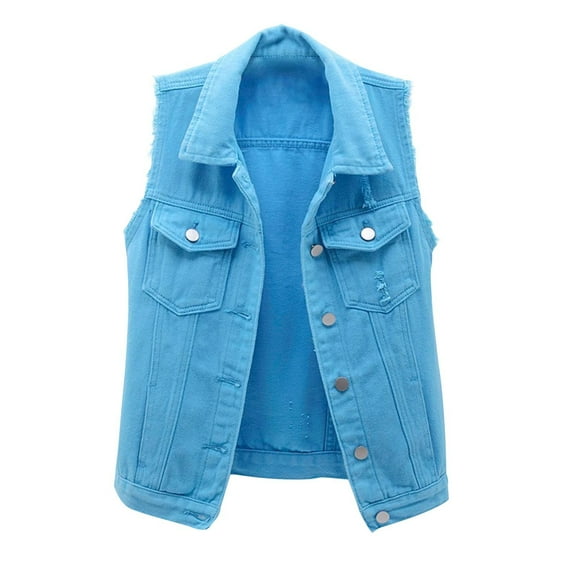 LYXSSBYX Womens Coats and Jackets Clearance Women Spring and Autumn Coats Solid Sleeveless Denim Jacket Outerwear