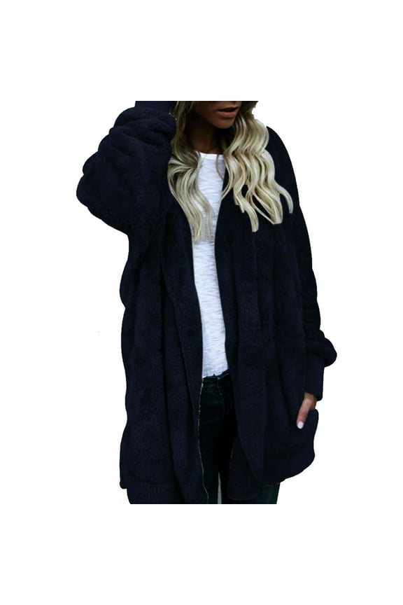 Womens Coats and Jackets Clearance Women's Oversized Open Front Hooded Draped Pockets Cardigan Coat