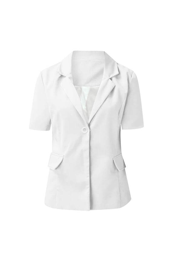 Womens Coats and Jackets Clearance Women's Sexy Fashion V-Neck Solid Short Sleeve Pocket Cardigan Casual Outwear