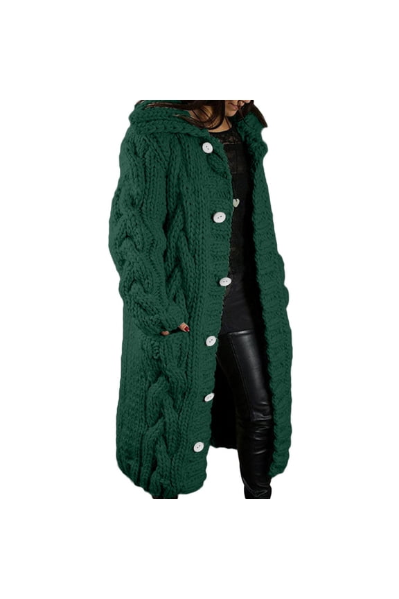 Womens Coats and Jackets Clearance Womens Long Sleeve Cable Knit Long Cardigan Open Front Button Sweater Outerwear