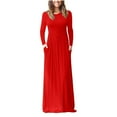 thumbnail image 1 of LYXSSBYX Womens Dresses Clearance under 10.00 Women Casual Long Sleeve Sexy Plus Size Loose Plain Pockets Long Maxi Dress, 1 of 6