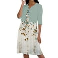 thumbnail image 1 of LYXSSBYX Womens Dresses with Jackets 2 Piece Sets Two-Piece Women's Summer Printed Round Neck Elegant A Line Sling Dress and Half Sleeve Cardigan Tops Set Suit, 1 of 5
