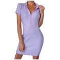 thumbnail image 1 of LYXSSBYX Womens Dresses Short Sleeve Casual Summer Women's High Neck Short Sleeve Bag Hip Skirt Zipper Dress, 1 of 4