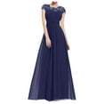 thumbnail image 1 of LYXSSBYX Womens Dresses Short Sleeve Women's Fashion Split V-neck Temperament Solid Color Long Mid Sleeved Dress, 1 of 6