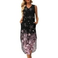 thumbnail image 1 of LYXSSBYX Womens Dresses Sleeveless Hot Sale Clearance Sexy Women's Fashion Sleeveless Printed V-Neck Ladies Pocket Vest Long Dress, 1 of 7