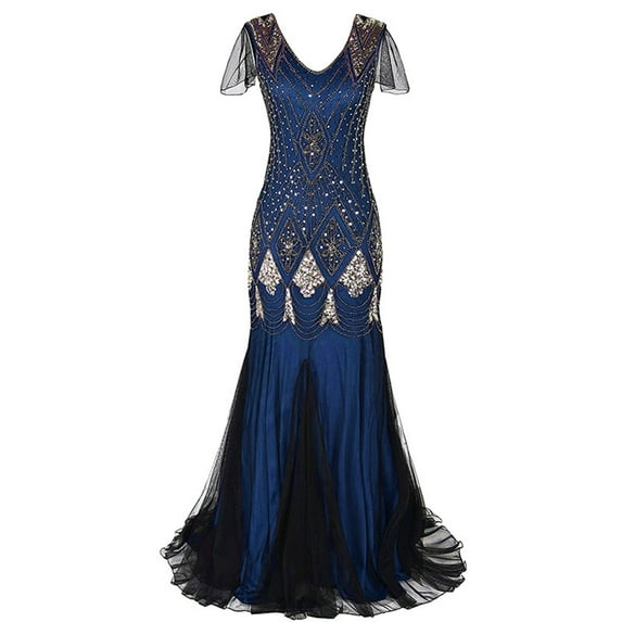 LYXSSBYX Womens Dresses for Wedding Guest Women's Sequin Dress Vintage Dress Large Size Banquet European and American Wedding Dress Short Sleeve Crew Neck Dress