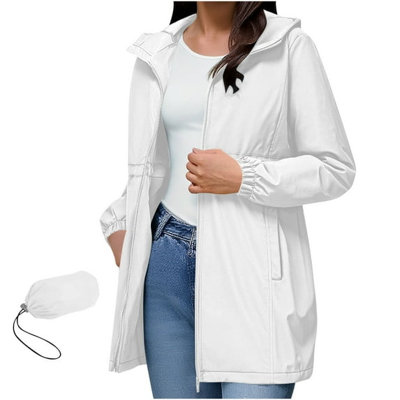 LYXSSBYX Womens Fashion Hoodies Sweatshirts Rainproof Jacket for Women Waterproof and Zipper Windbreaker Long Sleeve Hooded Raincoat Jacket with Pockets