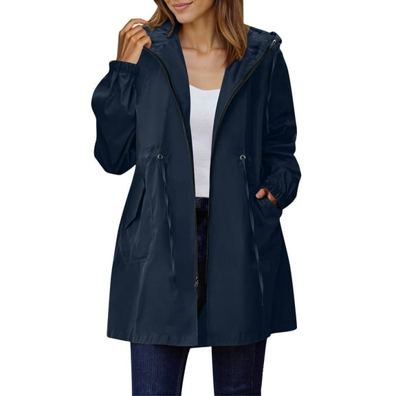 LYXSSBYX Womens Fashion Hoodies Sweatshirts Women's Long Sleeve Hooded Pocket Windproof and Waterproof Drawstring Waist Loose Coat