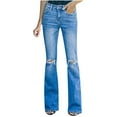 thumbnail image 1 of LYXSSBYX Womens Flare Jeans Clearance Women Fashion Casual Solid Color Flare Pants Jeans Pocket Pants Women's Jeans, 1 of 9