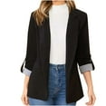 thumbnail image 1 of LYXSSBYX Womens Jackets Lightweight Clearance Women Business Attire Solid Color Stitching Stripe Long Sleeve Pocket Cardigan Coat Top, 1 of 8