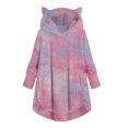 thumbnail image 1 of LYXSSBYX Womens Jackets and Coats Plus Size Clearance Women Casual Fleece Asymmetrical Tie-Dyed Print Button Hem Hoodie Top Blouse, 1 of 4