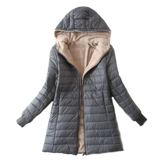 LYXSSBYX Womens Jackets and Coats Women's Plus Fleece Cotton Jacket Warm Lamb Fleece Top Coat Sweater Coat