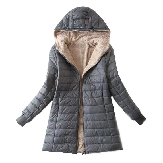 LYXSSBYX Womens Jackets and Coats Women's Plus Fleece Cotton Jacket Warm Lamb Fleece Top Coat Sweater Coat