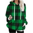 thumbnail image 1 of LYXSSBYX Womens Long Sleeve Dress Fall Winter Women Plush Hooded Plaid Printed Long Sleeve Hoodies Pullover Zipper Coats with Pocket Sweatshirts, 1 of 7