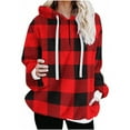 thumbnail image 1 of LYXSSBYX Womens Long Sleeve Dress Hot Sale Clearance Fall Winter Women Plush Hooded Plaid Printed Long Sleeve Hoodies Pullover Zipper Coats with Pocket Sweatshirts, 1 of 7