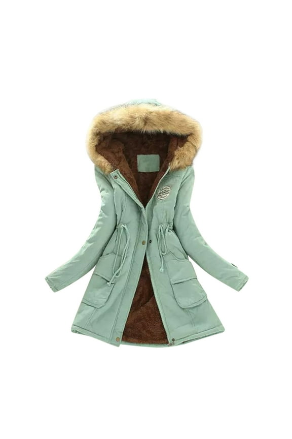 Womens Long Sleeve Dress Hot Sale Clearance Winter Womens Warm Coat Hooded Jacket Slim Winter Outwear Coats