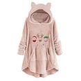 thumbnail image 1 of LYXSSBYX Womens Long Sleeve Dress Hot Sale Clearance Woman's Casual Christmas Printing Plush Buttons Long Sleeved Hooded Plush Coat Top, 1 of 5