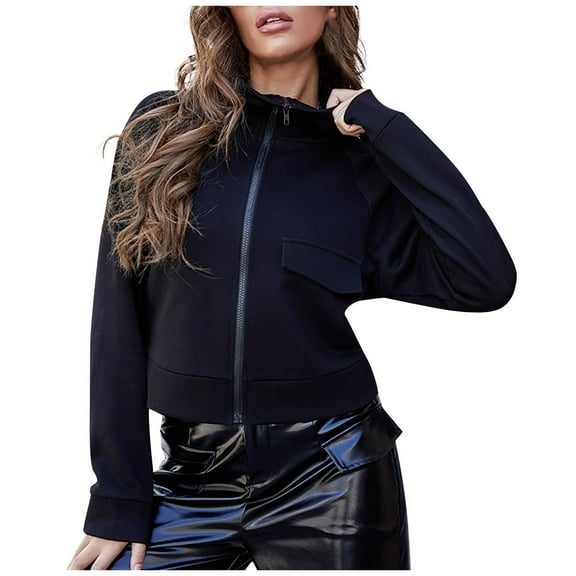 LYXSSBYX Womens Long Sleeve Dress Hot Sale Clearance Women Fashion Show Thin Solid Color Zipper Long Sleeves Lapel Jacket Tops Coat