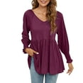 thumbnail image 1 of LYXSSBYX Womens Long Sleeve Dress Hot Sale Clearance Women's Casual Sexy Fashion Long Sleeve V-Neck Puff Long Sleeve Tunic Top, 1 of 7