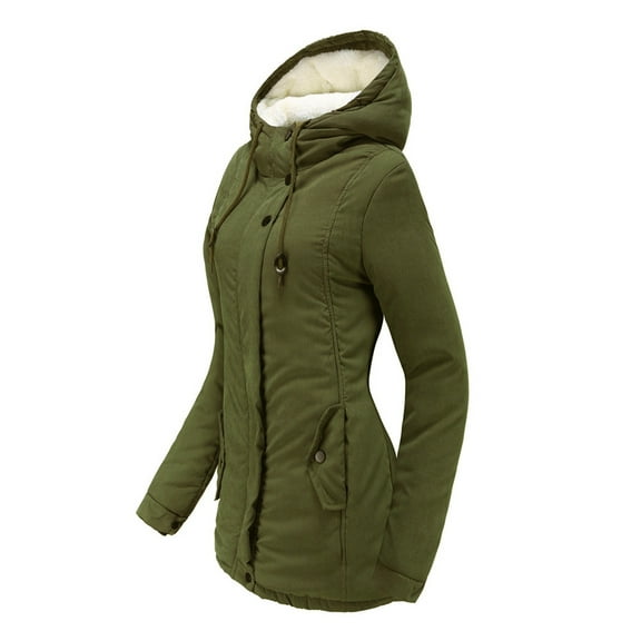 LYXSSBYX Womens Long Sleeve Dress Hot Sale Clearance Women's Warm Coat Jacket Outwear Fur' Lined Trench Winter Hooded Thick Overcoat